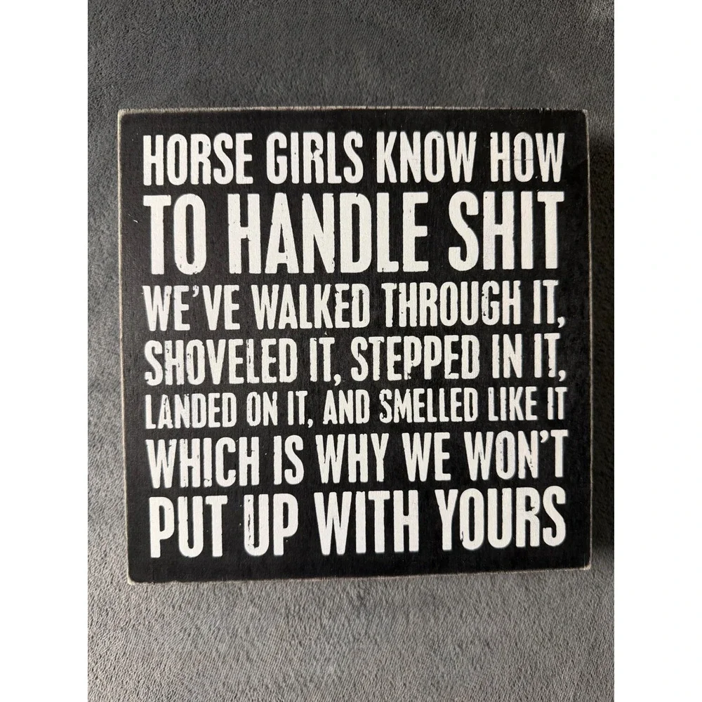 Primitives by Kathy Horse‎ Girls Know How To Handle Box Sign Black Wood 8x8